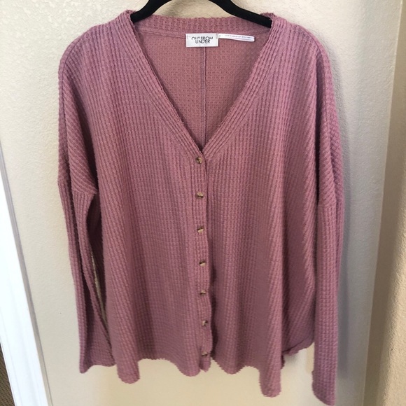 Urban Outfitters Waffle Knit Button Down Sweater - Picture 1 of 4
